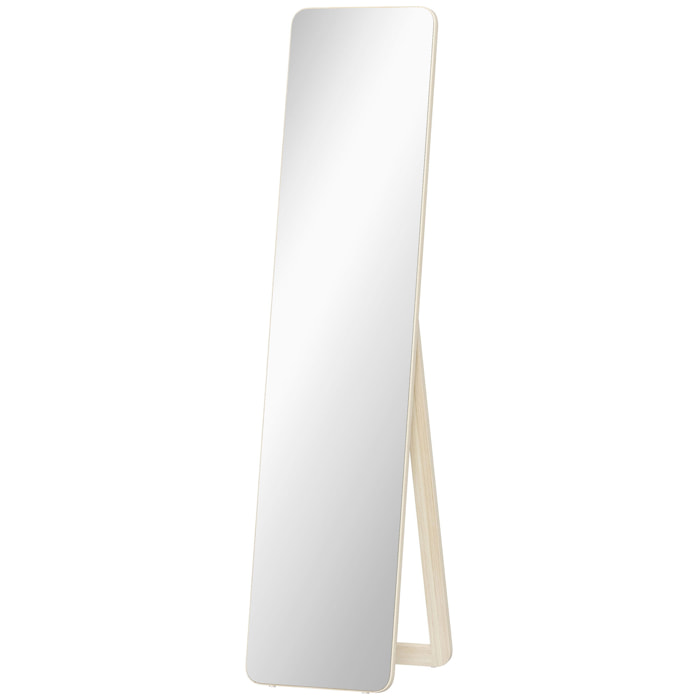 Miroir sur pied et mural rectangulaire dim. 37L x 43l x 156H cm verre MDF bois clair