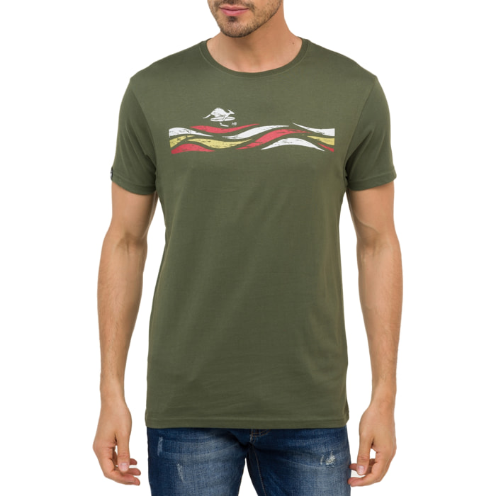 T-shirt in cotone 150 gr Twister Hot Buttered Verde Militare.