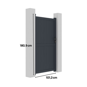 Portillon aluminium "Maurice" - 101.2 x 180.9 cm - Gris