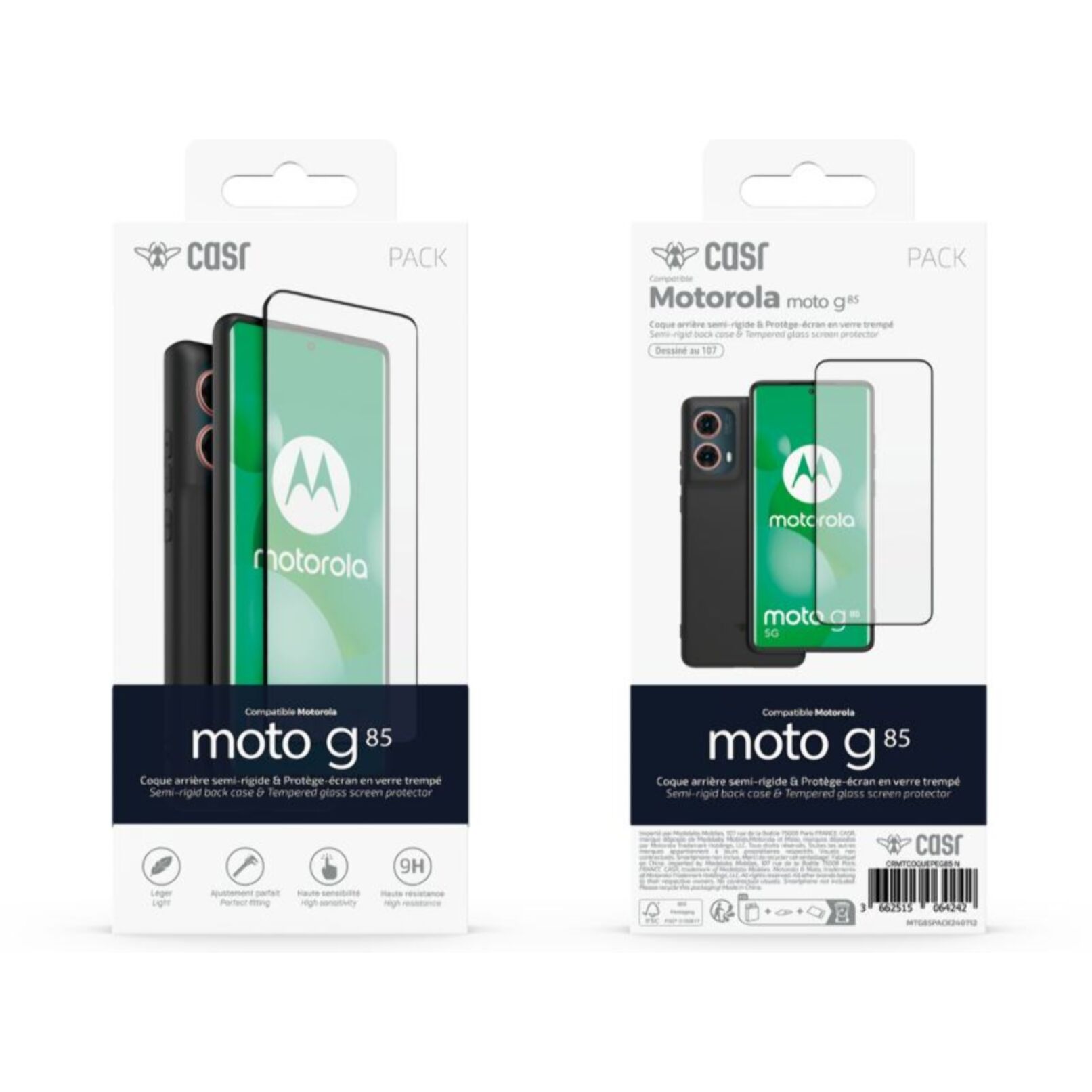 Coque CASR Moto G85 coque noir + verre trempé