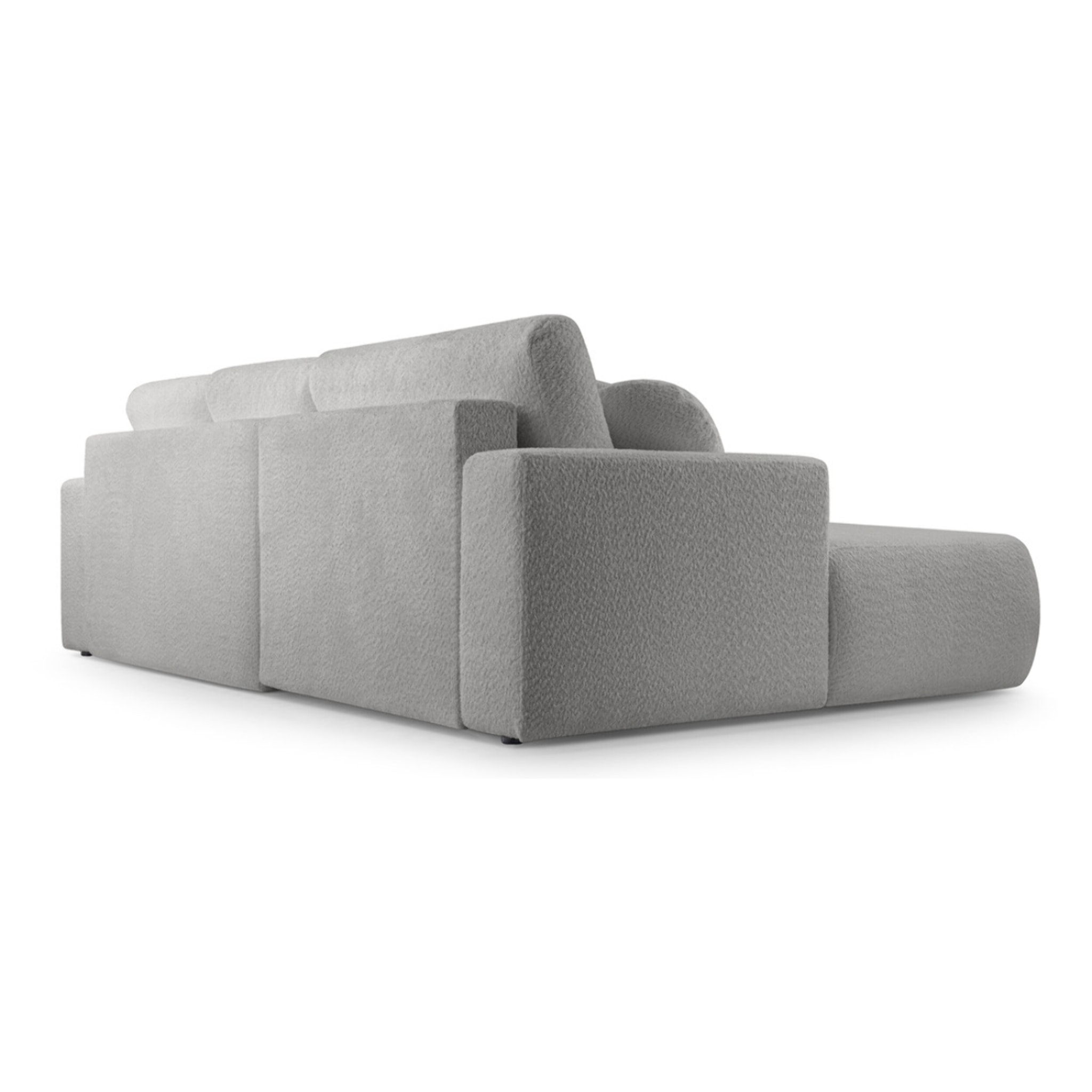 Candela - canapé d'angle gauche 4 places - convertible avec coffre - en tissu bouclette - Gris