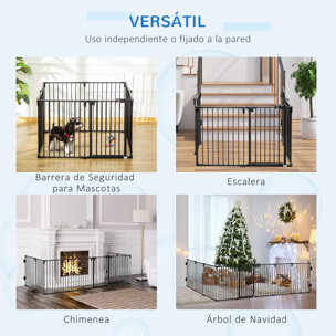 Parque para Perros 8 Vallas 60x76 cm Corral Plegable para Cachorros con Puerta y Doble Cerradura Paneles Metálicos de Bricolaje para Pasillos Escaleras Negro