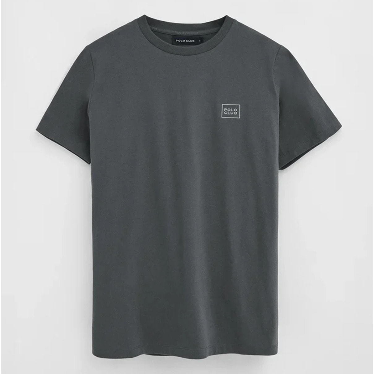 Camiseta gris piedra de corte recto con parche Polo Club