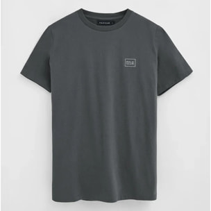 Camiseta gris piedra de corte recto con parche Polo Club