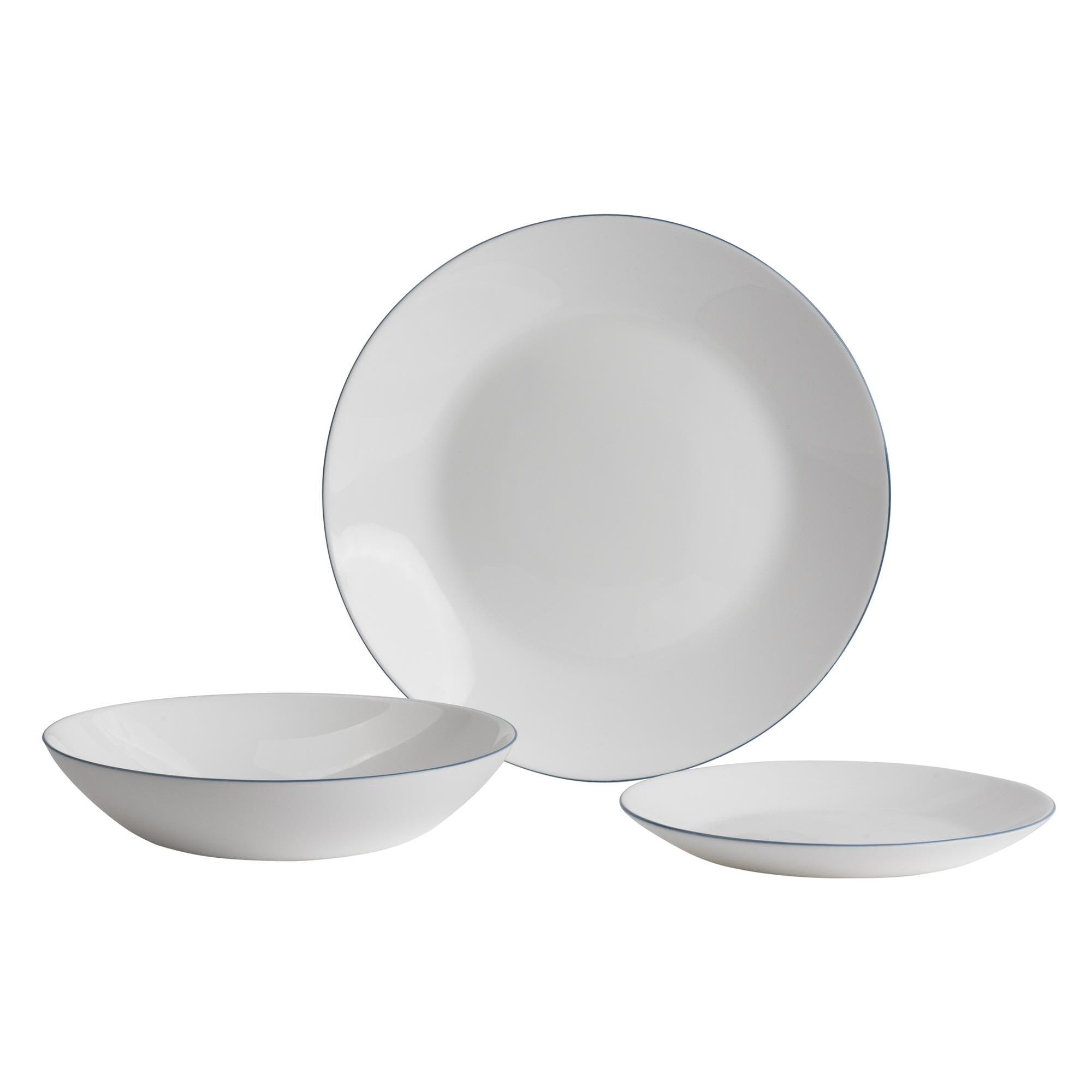 Juego de vajilla de 12pzs blanco con borde azul san ignacio