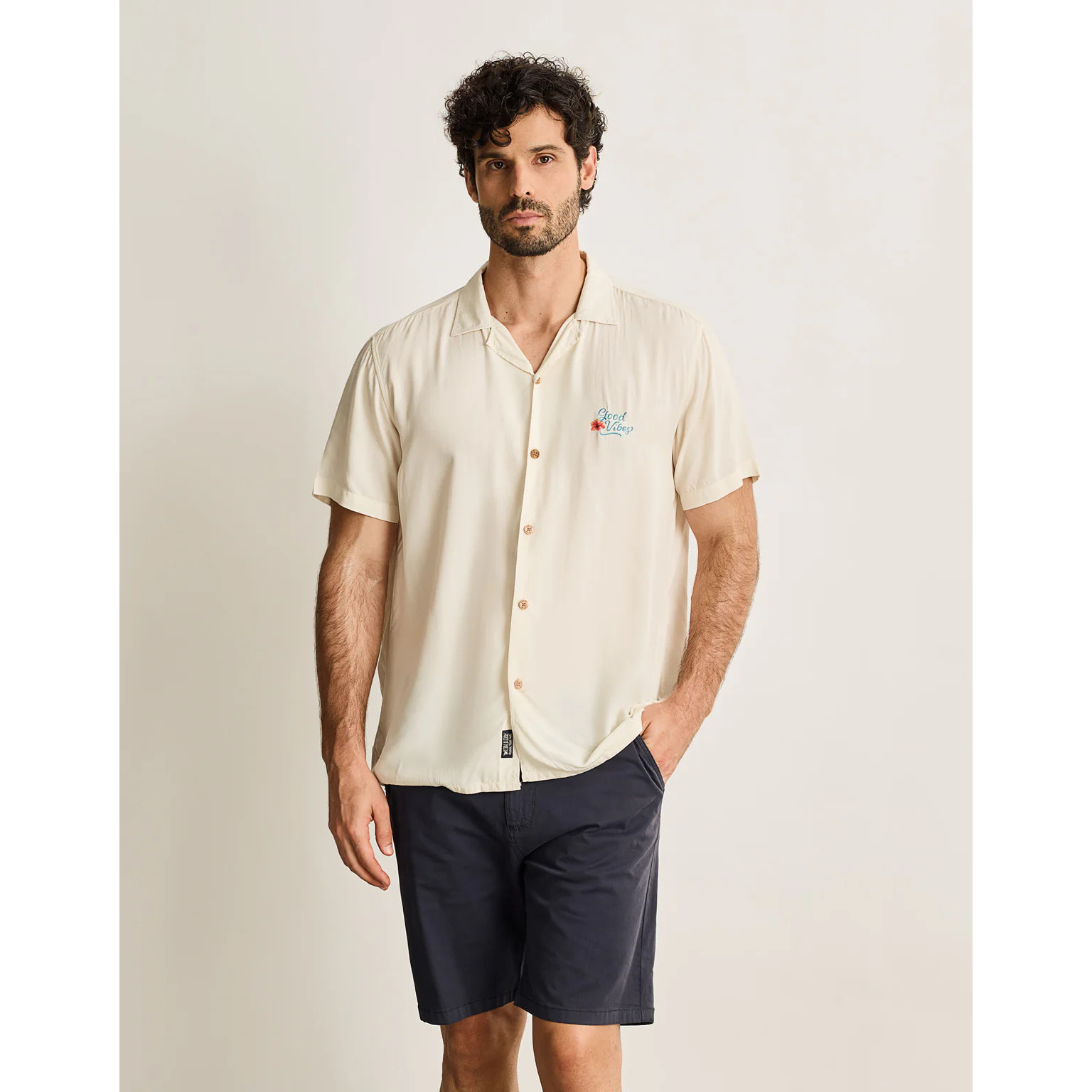 Camisa Manga Corta Beige - Charlie