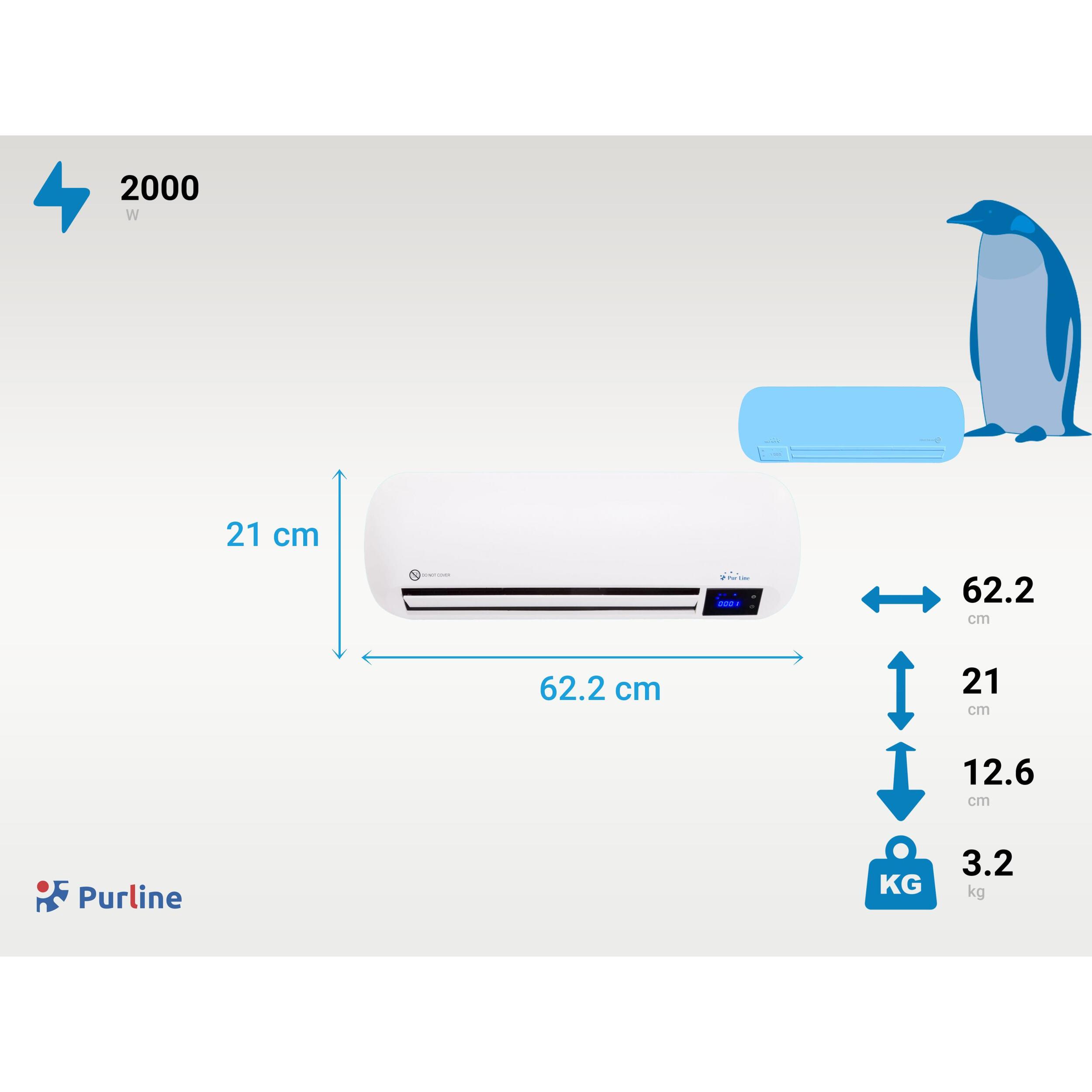 Calefactor split cerámico 2000 W con mando a distancia y temporizador HOTI M70 PURLINE