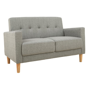 Canapé scandinave 2 places en tissu gris et bois clair MOON