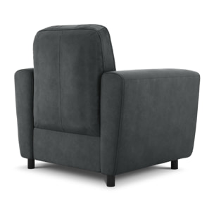 Fauteuil "Audra" en cuir véritable bleu gris