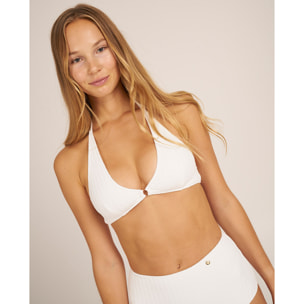 Top de bikini halter en tejido con textura