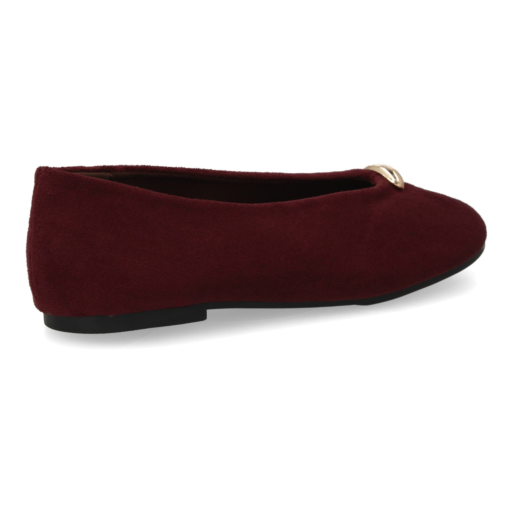 Bailarinas Mujer Efecto Ante con Adorno Dorado. Zapatos Planos Elegantes