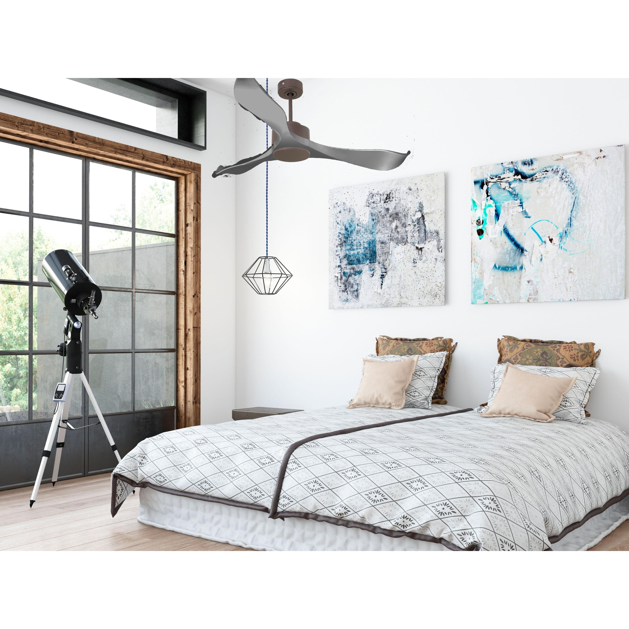Ventilateur de plafond ø132 cm avec Wifi Réversible Hypersilence 40   W Chocolat