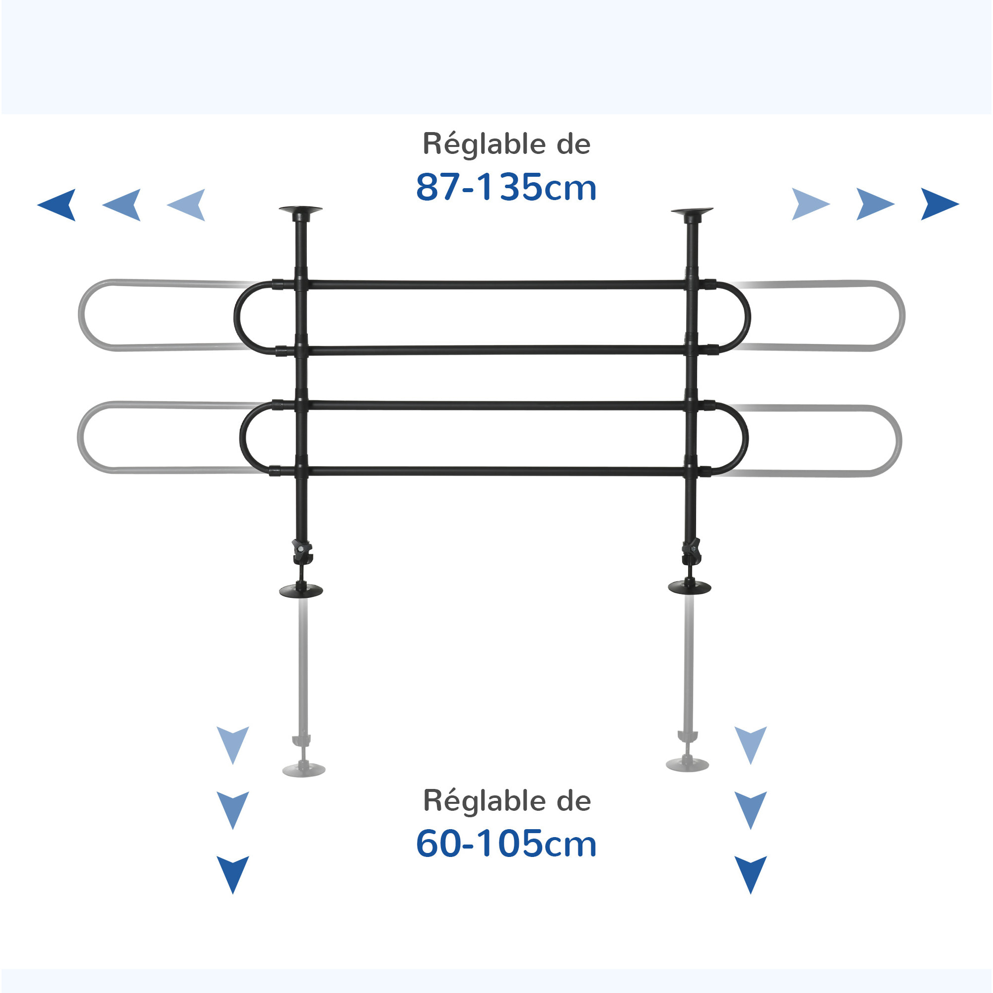 Barrière grille de séparation universelle voiture pour chien réglable 87-135L x 60-105H cm kit complet installation inclus noir