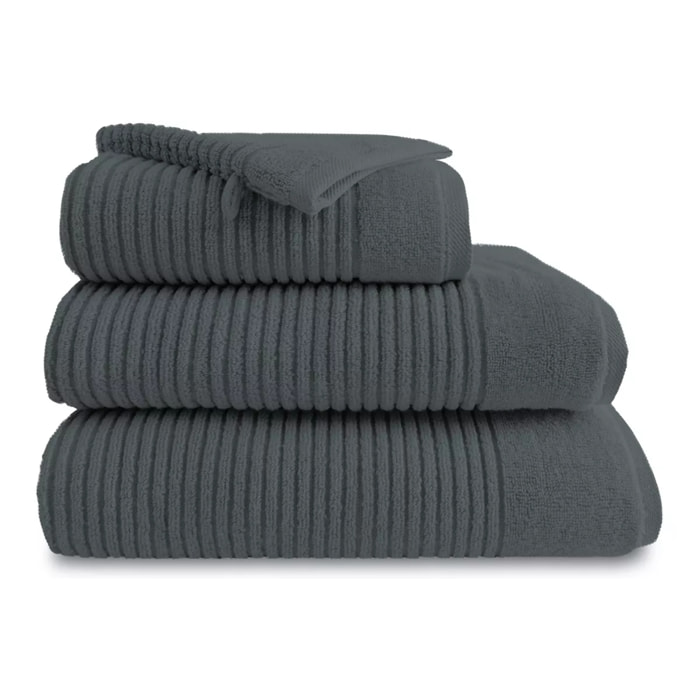 Gant de toilette pur coton 560 g/m² uni anthracite Vitae titane