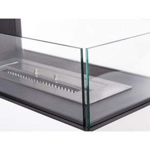 Cheminée à l'éthanol au sol en acier blanc et verre trempé