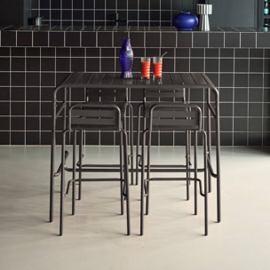 Table haute de jardin acier + 4 assises AMÉLIA