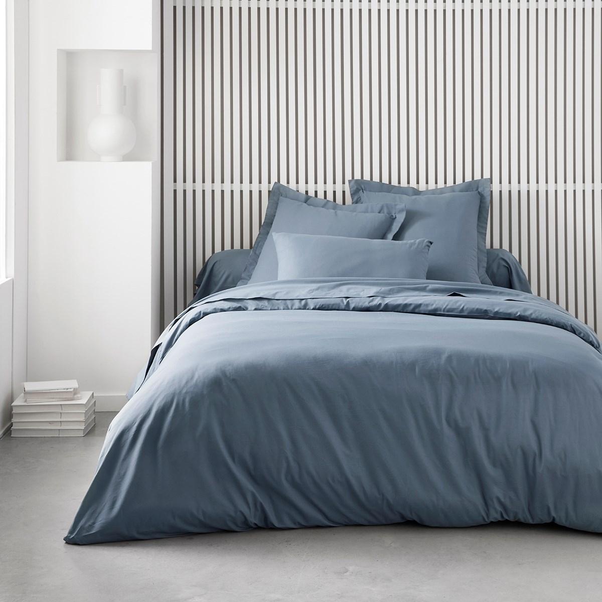 Drap housse pour lit ESSENTIAL bleu gris