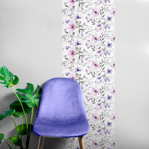 Papier peint intissé pré-encollé - FLEURS ROSES ET VIOLETTES - 1 rouleau