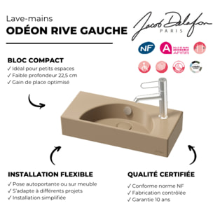 Lave-mains compact 50 cm Odéon Rive Gauche 1 trou de robinetterie à droite caramel satiné
