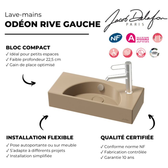 Lave-mains compact 50 cm Odéon Rive Gauche 1 trou de robinetterie à droite caramel satiné