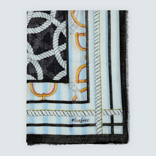 Fiorella Rubino - Foulard lungo con stampa marinière - Azzurro