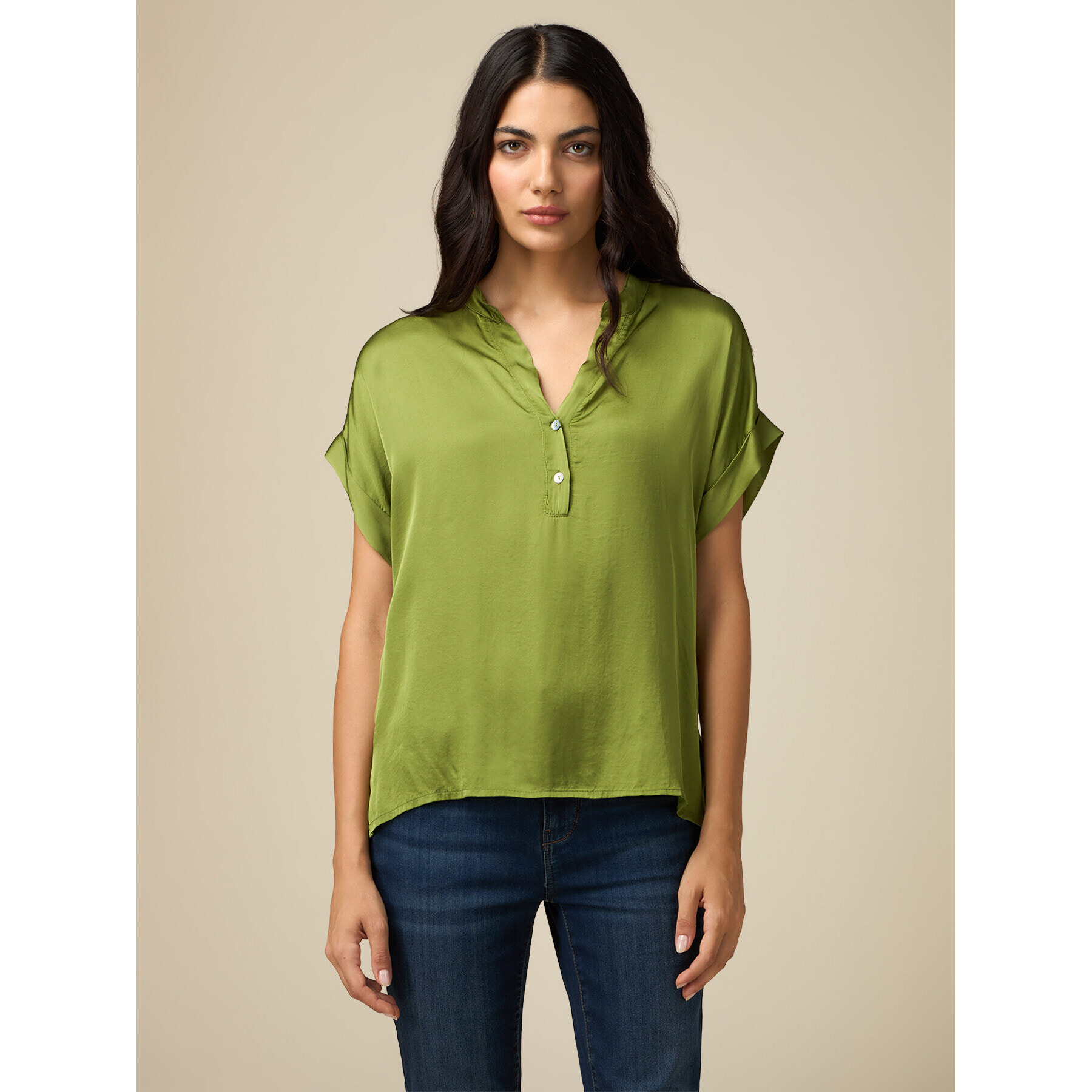 Oltre - Blusa in raso di viscosa - Verde