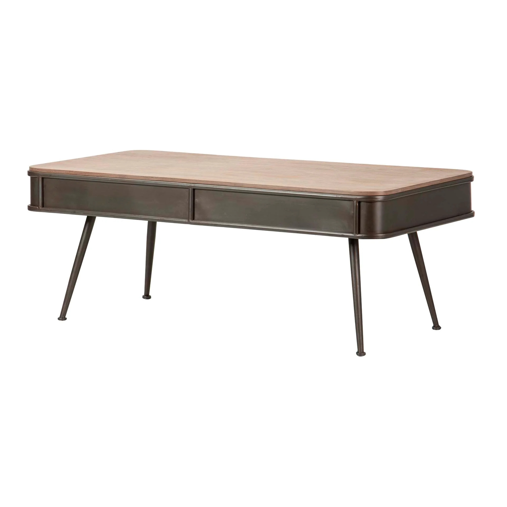 Mesa Centro Madera Metal Marron Negro 140x71x54 Cm