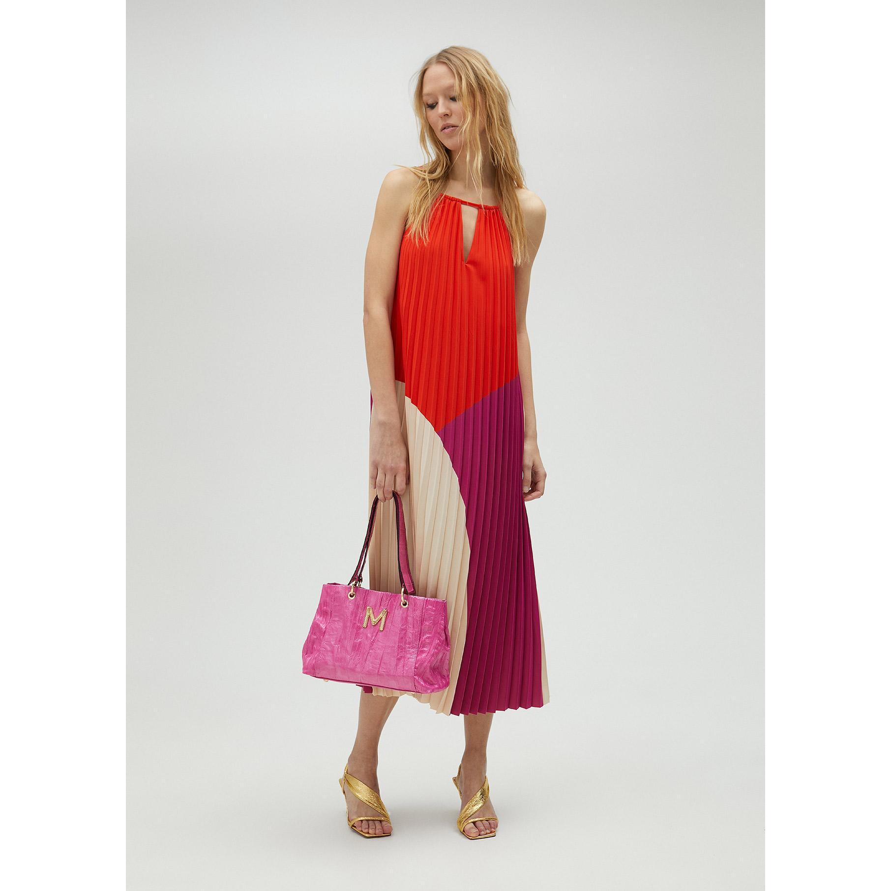 Vestito plissettato tricolore