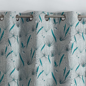 Rideau d'ameublement à jacquard papyrus - Bleu Paon