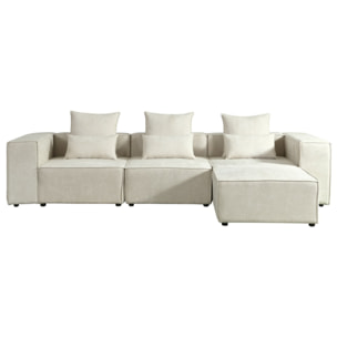 Divano modulare con penisola in tessuto beige 323x118-205x68 cm - Deluxe