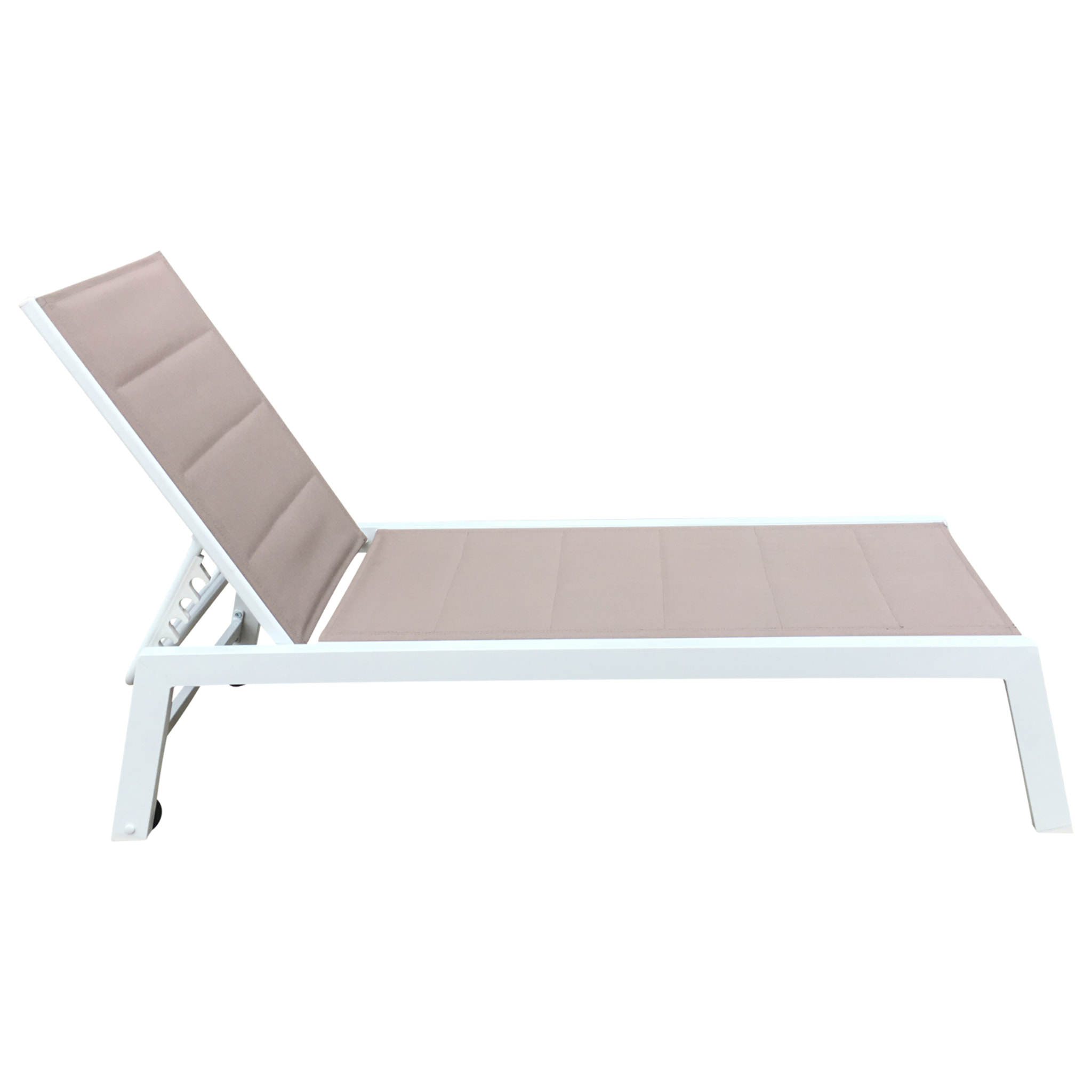 Bain de soleil BARBADOS en textilène taupe - aluminium blanc