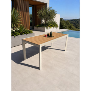 TONGA - Table de jardin en alu plateau polywood  aspect bois