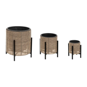 Set de 3 pots sur pied "Cam" D17 25 36cm beige