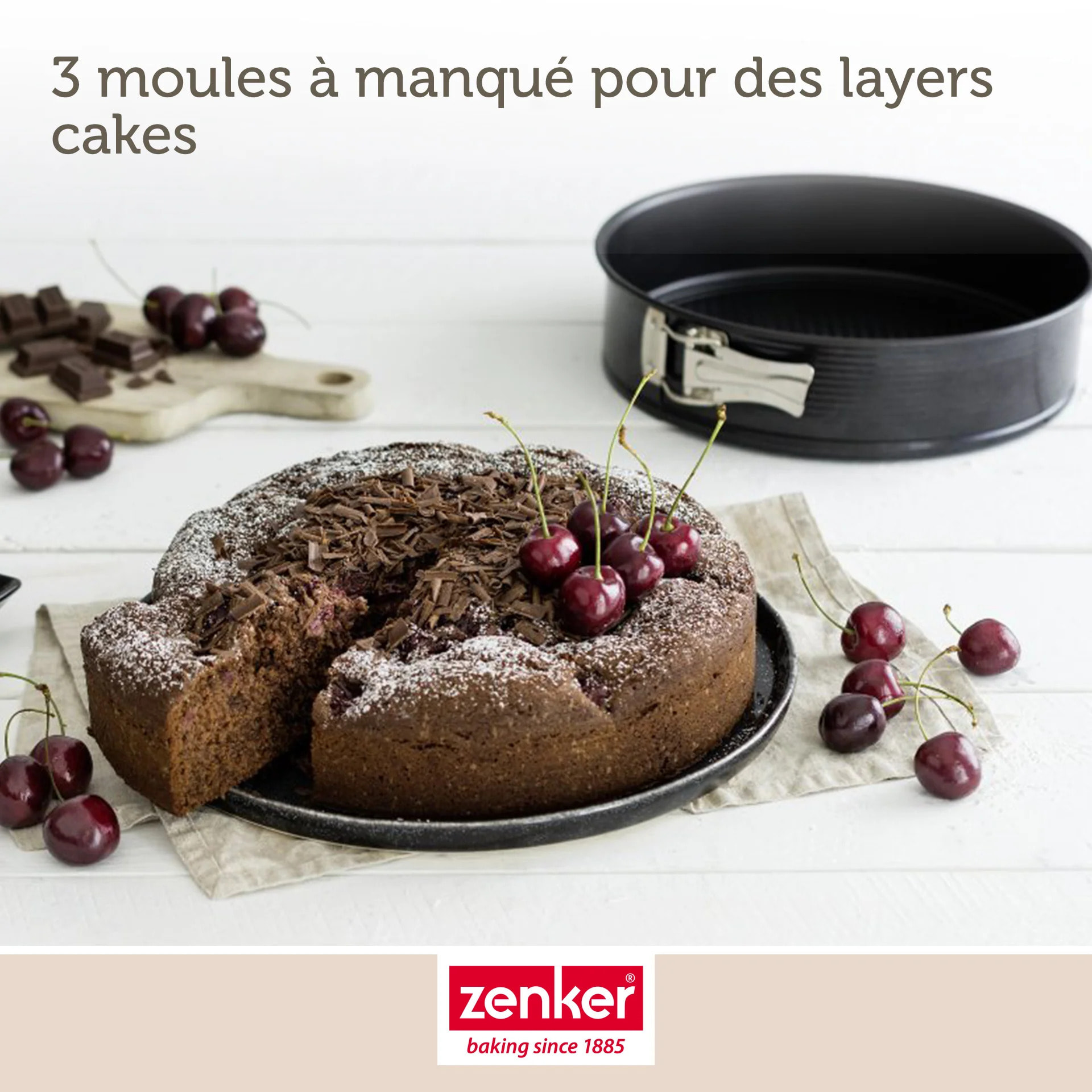 Set de 3 moules à charnière ronds de 20 cm 24 cm et 28 cm Zenker Black Metallic