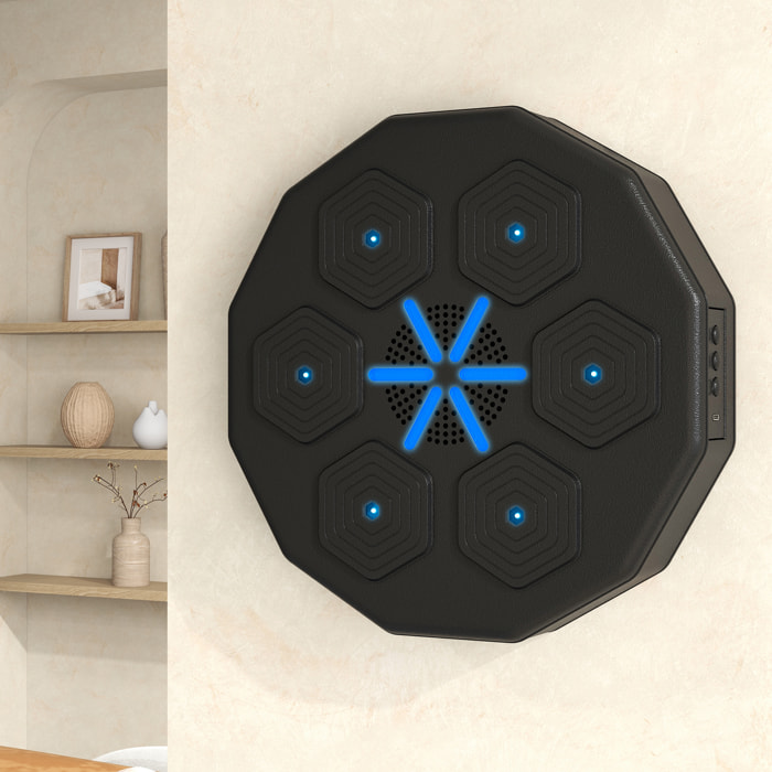 Machine de boxe musicale murale avec lumières - connexion bluetooth, charge USB - noir