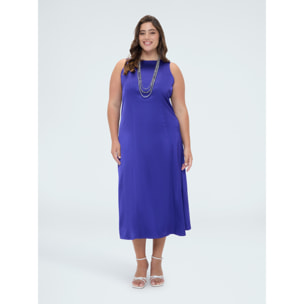 Fiorella Rubino - Vestito lungo smanicato in raso di viscosa - Viola