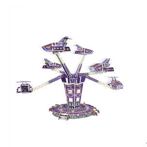 Puzle 3D de cartón de la atracción AstroJet con luces y música. 88 piezas.