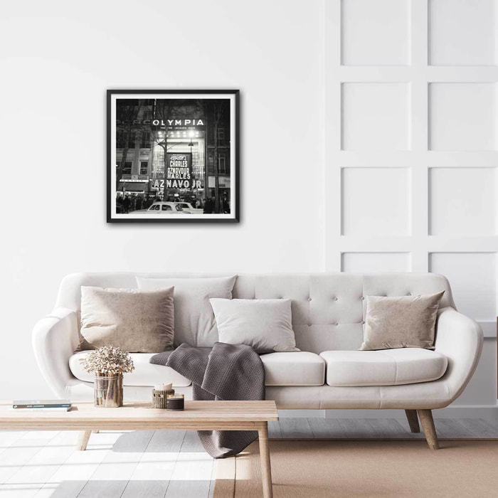 Affiche de Paris noir et blanc, L'Olympia Affiche sous cadre noir