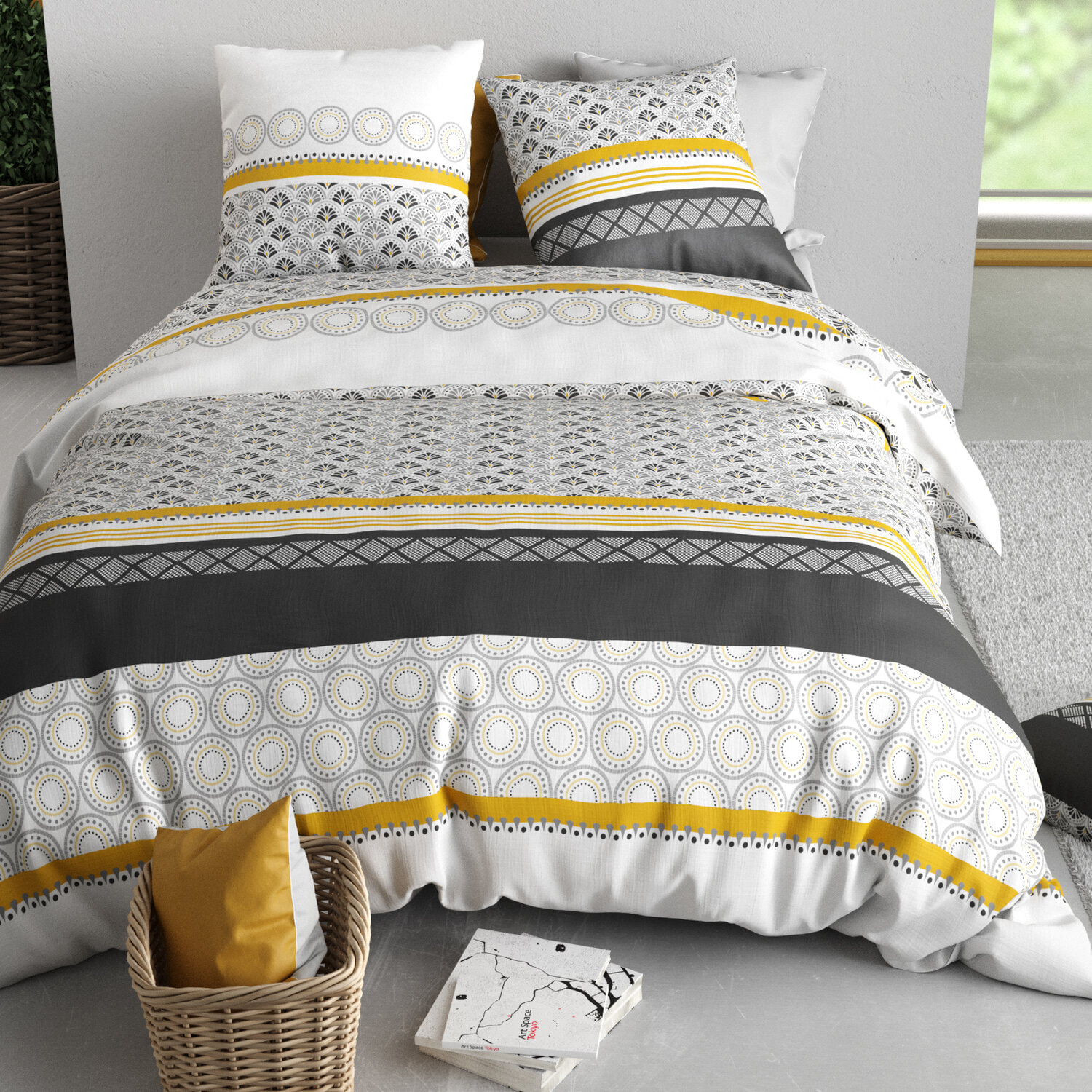 Parure housse de couette imprimé 100% coton - spira