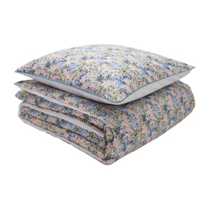 Parure de lit Housse de couette + Taie rectangle en percale de coton, BOSQUET, Multicolore