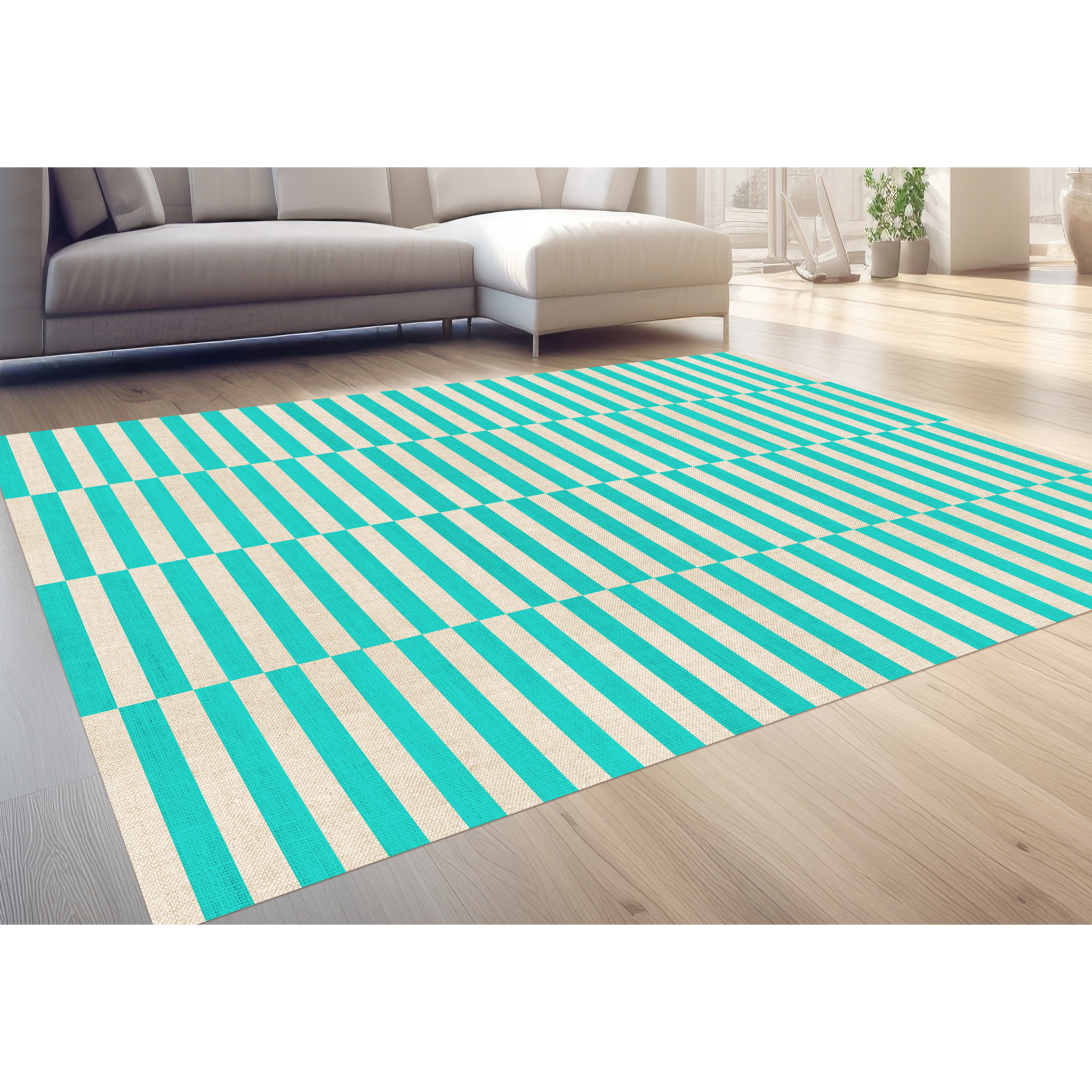 Alfombra de vinilo Dynamic Turquesa 200x266 cm -PVC antideslizante, vinilica para cocina o salón, lavable, estilo abstracto