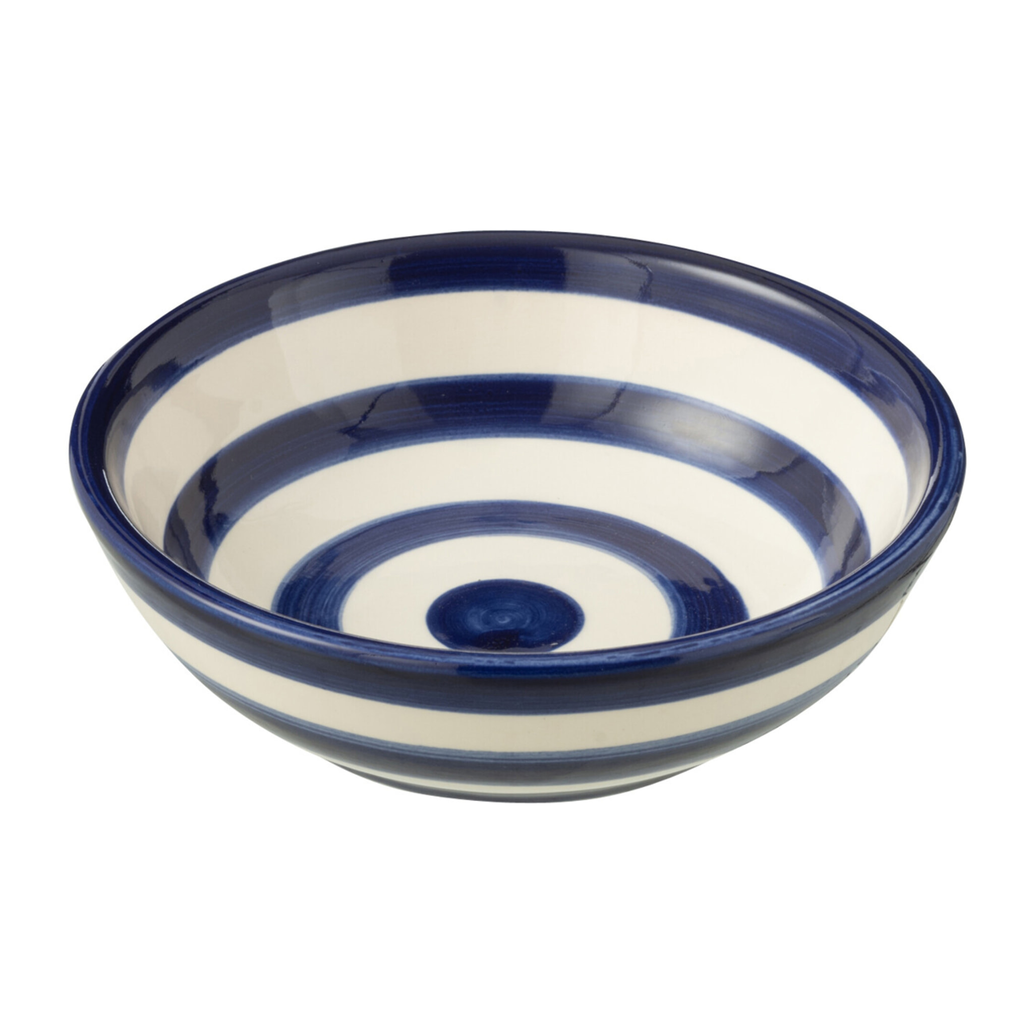 J-Line bol Granada Stripes Low - céramique - blanc/bleu - small - Ø 14 cm