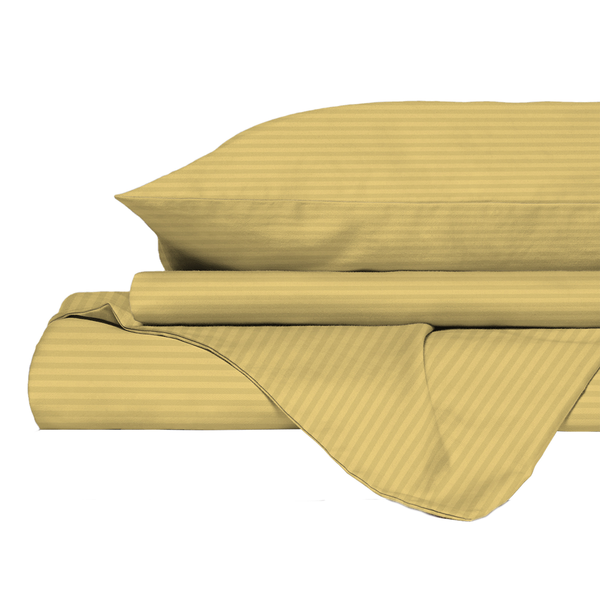 PARURE COPRIPIUMINO SATIN STRIPES, 100% Raso di Poliestere, Made in Italy, No Stiro - GIALLO