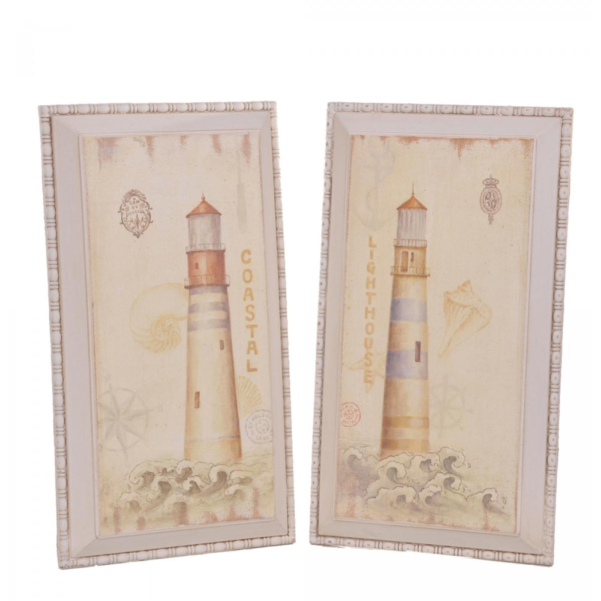 Quadro Faro Marino. Altezza 49,5 Cm - Pezzi 1 - 27X49,5X3,5cm - Colore: Incolore - Bianchi Dino - Marina, Decori Tema Marino