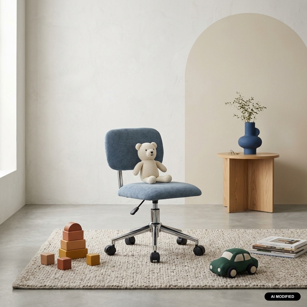 Chaise de bureau enfant à roulettes ajustable tissu chenille AMORY KID