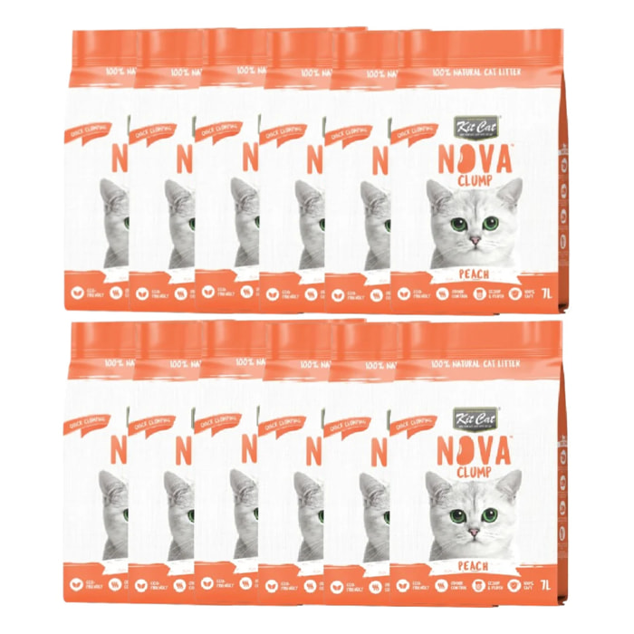 Kit Cat Nova Pack Ahorro 12 - Peach 7 L Arena Vegetal para gatos