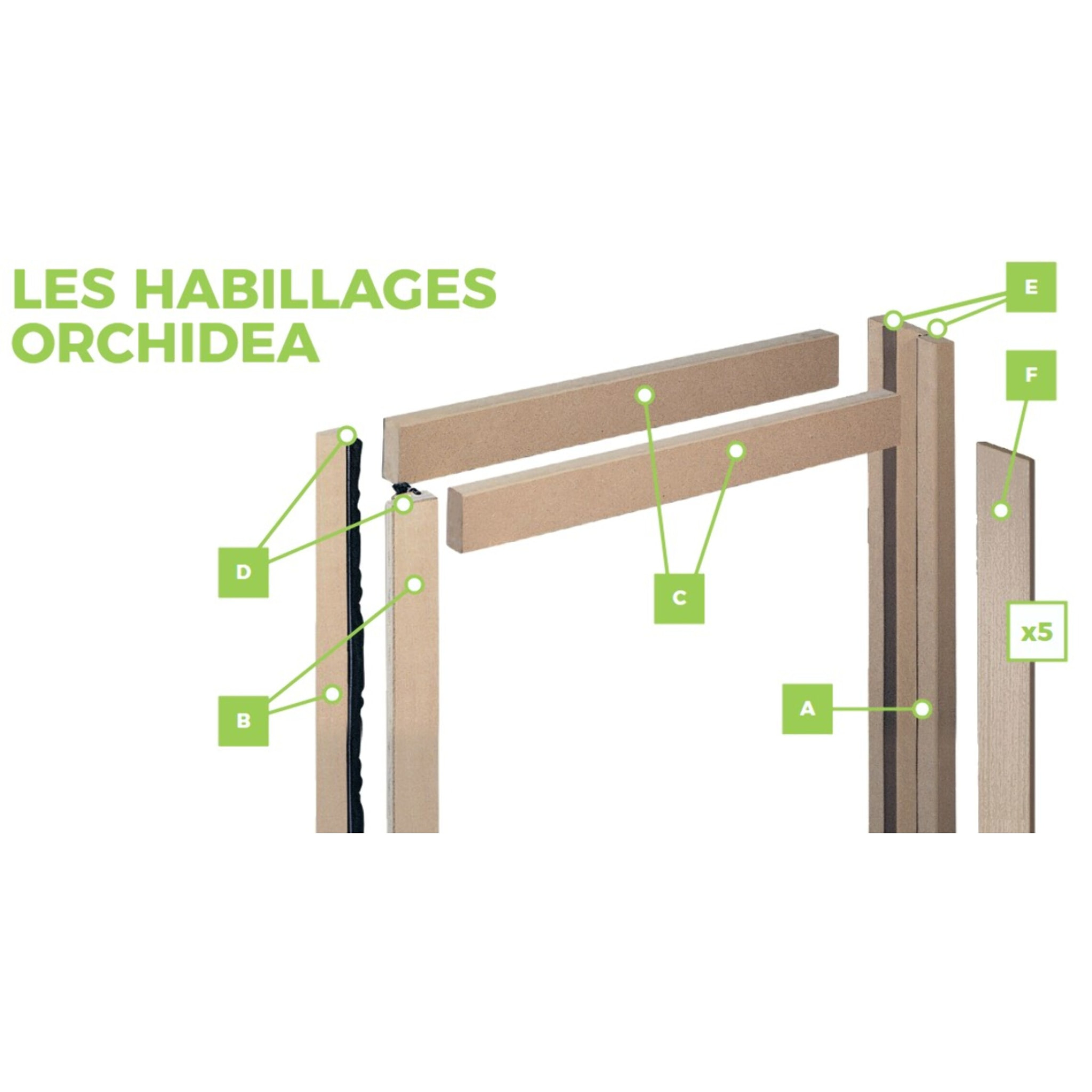 Kit huisserie Tanganika vantail simple FIBROTUBI - porte jusqu'à 120 cm - 61021202