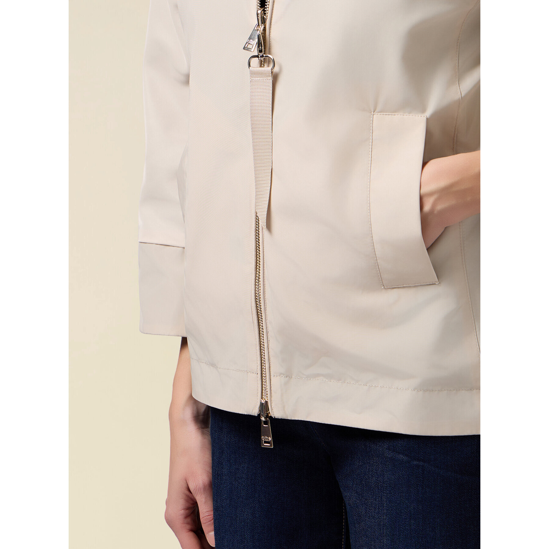 Oltre - Parka corto reversibile con cappuccio - Beige