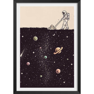 Affiche enfant space tondeuse  Affiche sous cadre noir