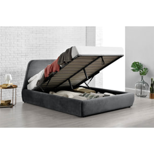 SACHA Lit coffre - 180x200 cm - Velours gris